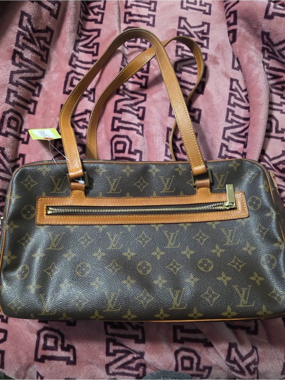Louis Vuitton Monogram Canvas Shoulder Bag with Tan Trim